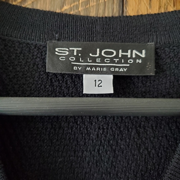 ST JOHN collection by Marie Gray Black and blue stripe nautical knit cardigan - Picture 3 of 8